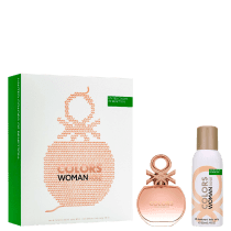 Kit Colors Woman Rose Benetton Feminino - Eau de Toilette 80ml + Desodorante Spray 150ml)