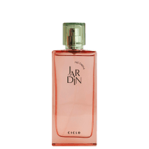 Perfume em frasco retangular de vidro transparente com líquido salmão. A embalagem apresenta o nome "JARDIN" em letras maiúsculas pretas e "Nectarina" em letras menores abaixo. Na parte inferior, está escrito "CICLO" em letras maiúsculas pretas.