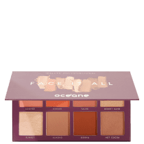 Paleta de maquiagem da marca Océane. Embalagem retangular compacta em tons de vinho. Na parte superior, o nome da marca e da paleta impressos. Contém 8 sombras prensadas em tons terrosos, variando do bege claro ao marrom avermelhado.