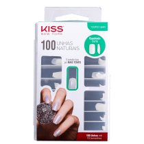 Kiss New York 100 Unhas Naturais Quadrado Curto - Unhas Postiças (100 Unidades)