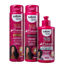 Kit Salon Line S.O.S Cachos Poderosos Cacheados & Crespos (3 Produtos)