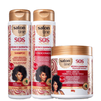Kit Salon Line S.O.S Cachos Rícino e Queratina Trio (3 Produtos)