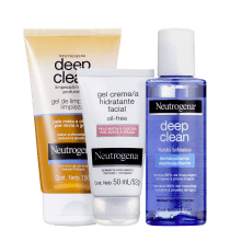 Kit Neutrogena Deep Clean + Hidratação Oil Free (3 Produtos)