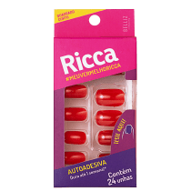 Ricca Quadrado Curto Paixão Vermelho - Unhas Postiças
