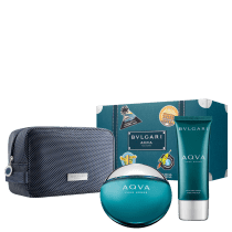 Conjunto Aqva Pour Homme Bvlgari Masculino - Eau de Toilette 100ml + Pós-Barba 100ml + Nécessaire