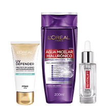 Kit L'Oréal Paris Hialurônico & UV Defender (3 produtos)