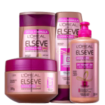 Kit Elseve L'Oréal Paris Quera-Liso MQ Completo (4 Produtos)