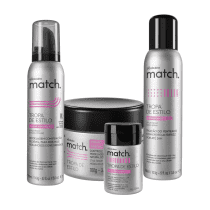 Combo Match Finalização: Mousse Modelador + Pomada Modeladora + Pó Volumador + Spray Fixador