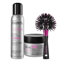 Combo Match Modelador: Pomada Modeladora + Escova para Modelar + Spray Fixador