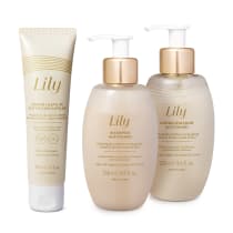 Imagem do produto Combo Lily Acetinados: Shampoo 250ml + Condicionador 250ml + Sérum Leave-in 100ml