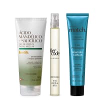 Combo: Máscara Capilar Liso Prolongado 50ml + Gel de Limpeza Facial Botik 50g + Her Code Eau De Parfum 10ml
