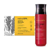 Combo Presente Natal Nativa SPA: Body Splash Morango Ruby 200ml + Sabonete em Barra Ameixa Dourada 2x90g