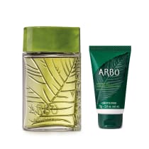 A imagem mostra Conjunto Arbo Forest da marca o Boticário com Desodorante Colônia 100ml + Shower Gel 75g