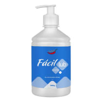 Frasco de gel para massagem corporal da marca Chillies, com rótulo azul e branco exibindo o nome "Facil lub" e a indicação "Neutro". O produto possui 500g