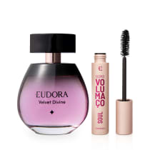 Imagem do produto Combo Eudora Velvet Divine Desodorante Colônia 100ml + Máscara Cílios Bomb Volumaço Soul 10g