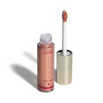 O produto apresentado é um iluminador da marca Eudora, da linha Niina Secrets. Trata-se de um frasco contendo um produto de cor bronzeada. O rótulo exibe o nome da marca "Eudora" e a descrição "Iluminador" em rosa. O aplicador é um pincel branco.