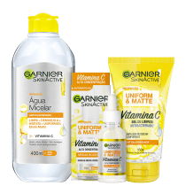 Kit Garnier SkinActive Uniform & Matte Vitamina C (3 Produtos)