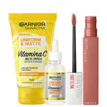Kit Beleza na Web Garnier Uniform & Maybelline Superstay Matte Ink 65 (3 Produtos)