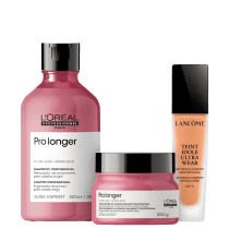 Kit Beleza na Web L'Oréal Professionnel Pro Longer & Lancôme Teint Idole Ultra Wear 07 Sable (3 Produtos)