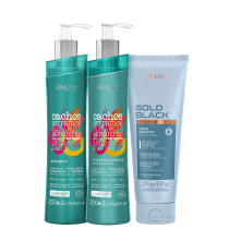 Kit Amend Cachos & Gold Black Nutritivo Leave-in (3 Produtos)