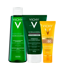 Kit Facial Antioleosidade Vichy - Gel e Tônico e Protetor Solar Semi-Matte FPS 60 Morena 40g