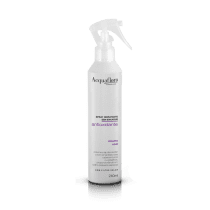 Frasco branco de 240ml com pulverizador da linha Acquaflora, contendo spray hidratante antioxidante com violeta e açaí, sem enxágue.