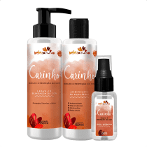 Kit Beleza Ruiva Leave-in Blindagem da Cor, Óleo Nutritivo e Acidificante PH Equilíbrio - Carinho