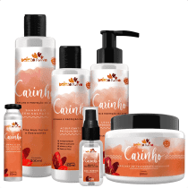 Kit Beleza Ruiva Linha Completa Carinho – Shampoo sem Sulfato, Acidificante, Óleo Nutritivo, Leave-in, Ampola e Máscara
