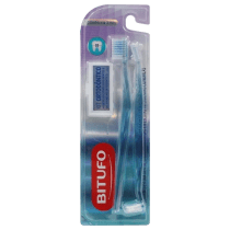 KIT 1 ESCOVA DENTAL 1 ESCOVA INTERTUFO E 6 ESCOVAS INTERDENTAIS CILÍNDRICAS 3MM BITUFO