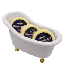 Kit saboneteira mini banheira com 3 condicionadores sólidos Beleza Express