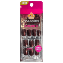 World Queen Nail Queen Ultra Brilho Curta Marrom 711 - Unhas Postiças