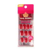 World Queen Nail Queen Ultra Brilho Curta Vermelha Escura 643 - Unhas Postiças