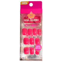World Queen Nail Queen Ultra Brilho Curta Vermelha Rubi 629 - Unhas Postiças