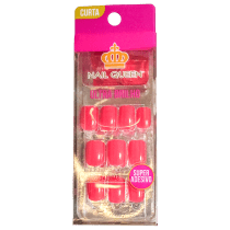 World Queen Nail Queen Ultra Brilho Curta Vermelha 636 - Unhas Postiças