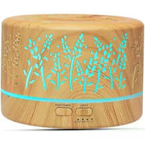 Difusor Aromatizador Umidificador de Ambientes 700ml Led 7 Cores - Folhas Folhas:Madeira Escura