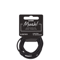 Muah! Sem Metal Preto - Elástico de Cabelo (6 unidades)