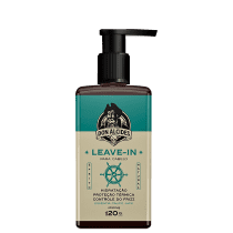 O produto é um leave-in da marca Don Alcides, em embalagem plástica com bomba dosadora, com rótulo verde e bege destacando os benefícios de hidratação, proteção térmica e controle do frizz.