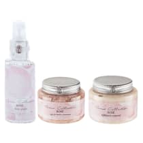 Body Splash Esfoliante Corporal e Sais de Banho Kit Rose Flora Vie