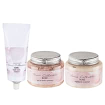 Hidratante de Maos Esfoliante Corporal e Sais de Banho Kit Rose Flora Vie
