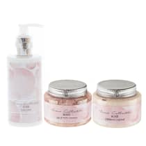 Esfoliante Corporal Sais de Banho e Hidratante Corporal Kit Rose Flora Vie