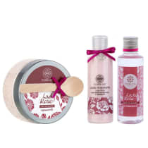 Sais de Banho Espumante Oleo de Banho e Locao Hidratante Corporal Kit Lady Rose Flora Vie