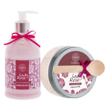 Emulsao Hidratante Corporal e Sais de Banho Kit Lady Rose Flora Vie