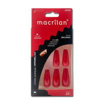 Unhas Postiças Autocolantes Macrilan UP409 Bailarina Vermelho, 24 unidades.