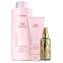 Wella Professionals Invigo Blonde Recharge Shampoo 1L Condicionador 200ml e Oil Reflections 100ml