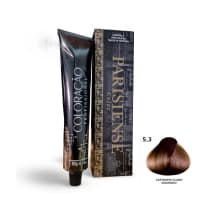 A imagem mostra produtos de coloração de cabelo profissional da marca Paris Cosmetics. Há uma caixa retangular exibindo o logotipo e nome "Paris Cosmetics". Ao lado está um tubo preto brilhante com a mesma marca impressa, contendo o creme colorante.