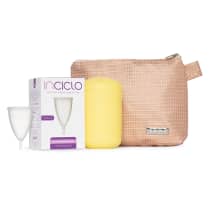 Kit Inciclo Coletor Menstrual Modelo A + Nécessaire Rose Glamour + Cápsula Esterilizadora Girassol (3 Produtos)