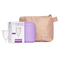 Kit Inciclo Coletor Menstrual Modelo A + Nécessaire Rose Glamour + Cápsula Esterilizadora Lavanda (3 Produtos)