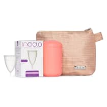 Kit Inciclo Coletor Menstrual Modelo A + Nécessaire Rose Glamour + Cápsula Esterilizadora Rosa (3 Produtos)