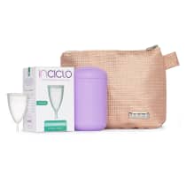Kit Inciclo Coletor Menstrual Modelo B + Nécessaire Rose Glamour + Cápsula Esterilizadora Lavanda (3 Produtos)