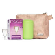 Kit Inciclo Coletor Menstrual Teen + Nécessaire Rose Glamour + Cápsula Esterilizadora Hortelã (3 Produtos)